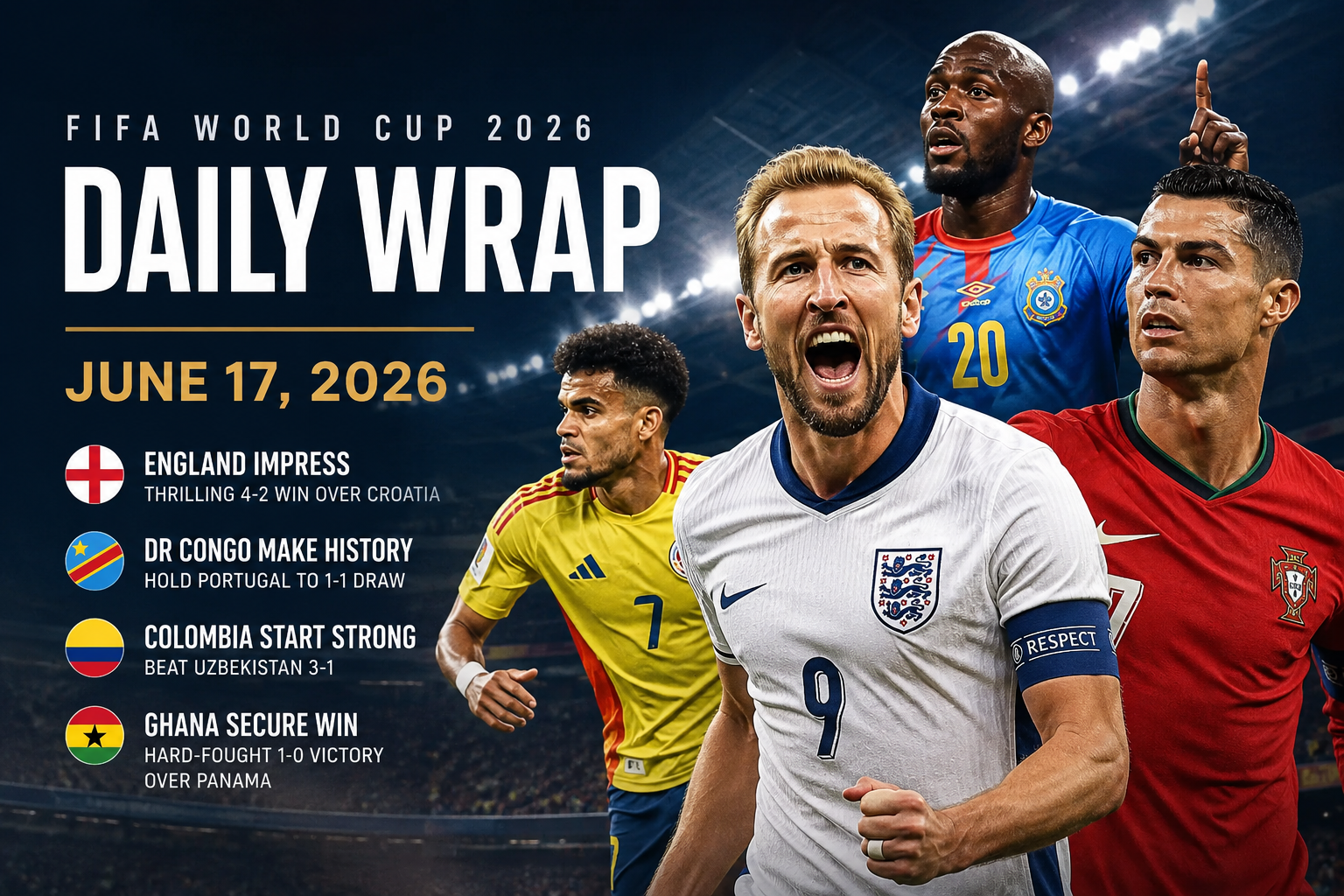 FIFA World Cup Daily Wrap: England Shine, Portugal Stumble & DR Congo Make History