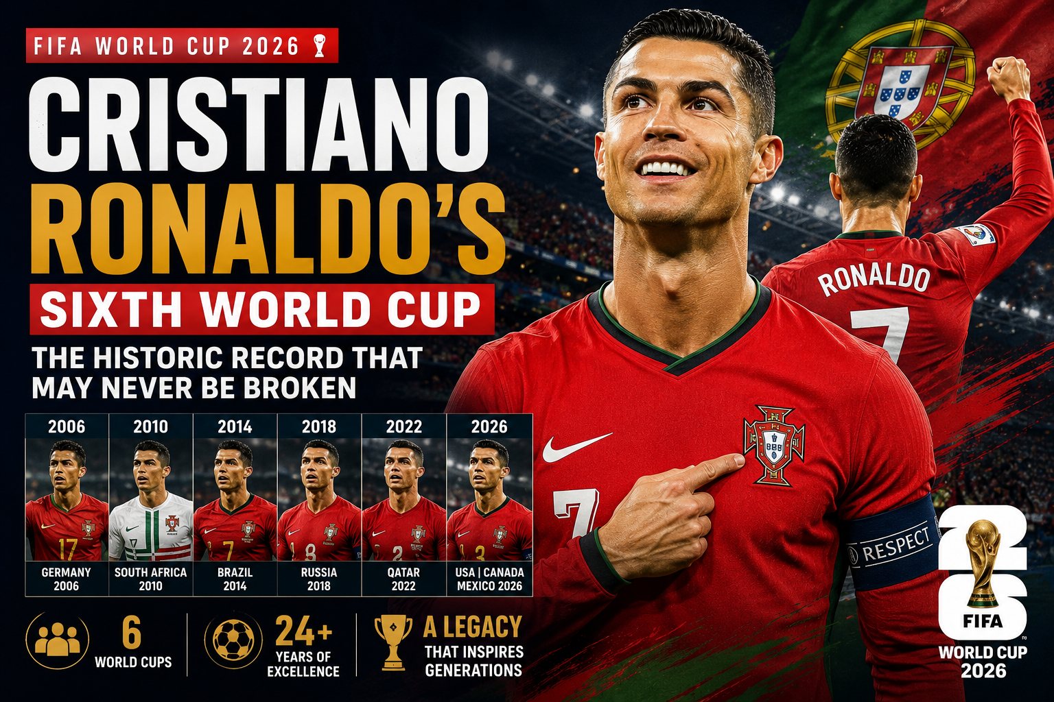 Cristiano Ronaldo’s Sixth World Cup: The Historic Record That May Never Be Broken