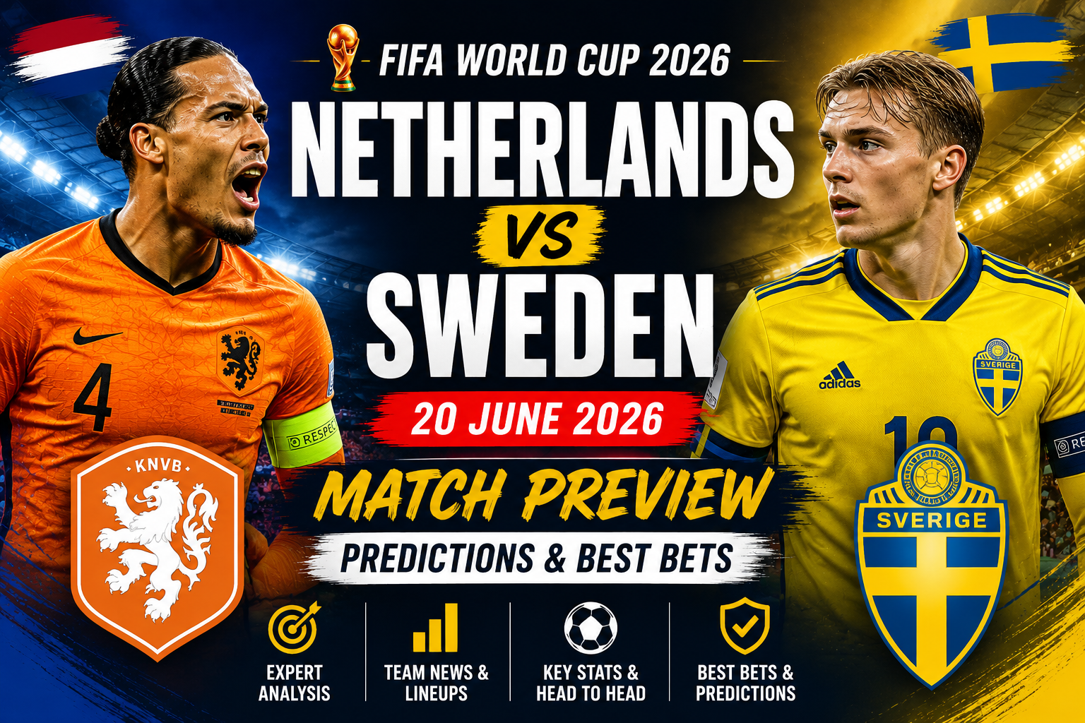 Netherlands vs Sweden Prediction, Team News & Best Bets | World Cup 2026