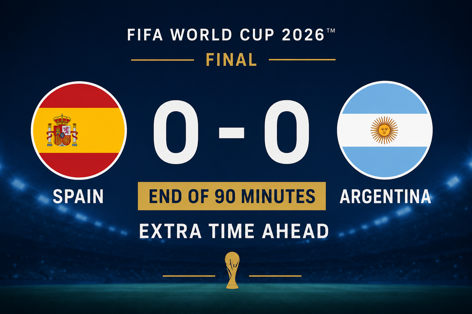 Spain vs Argentina End 90 Minutes 0-0 as World Cup Final Goes to Extra Time